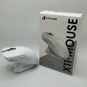 Attack Shark X11 Pixart White Wireless Gaming Mouse RGB + Dock | Tri-Mode Charge